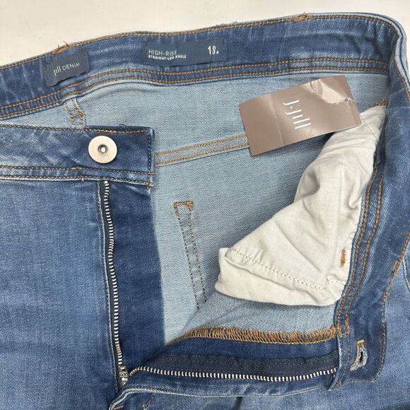 J Jill Jeans Women 18 High Rise Straight Leg Ankle Blue Stretch Denim Cuffed NEW - Picture 7 of 10